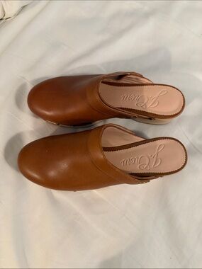 J. Crew Tan Leather Slip-On Mule Clogs